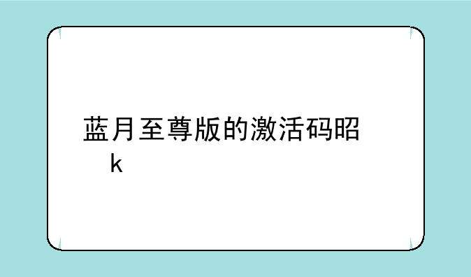 蓝月至尊版的激活码是多少