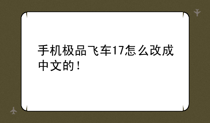 手机极品飞车17怎么改成中文的！