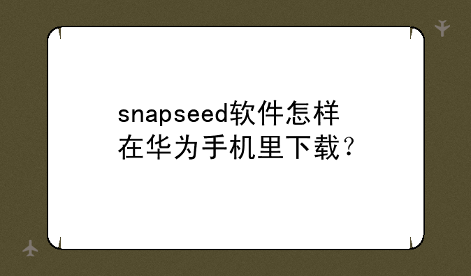 snapseed软件怎样在华为手机里下载？